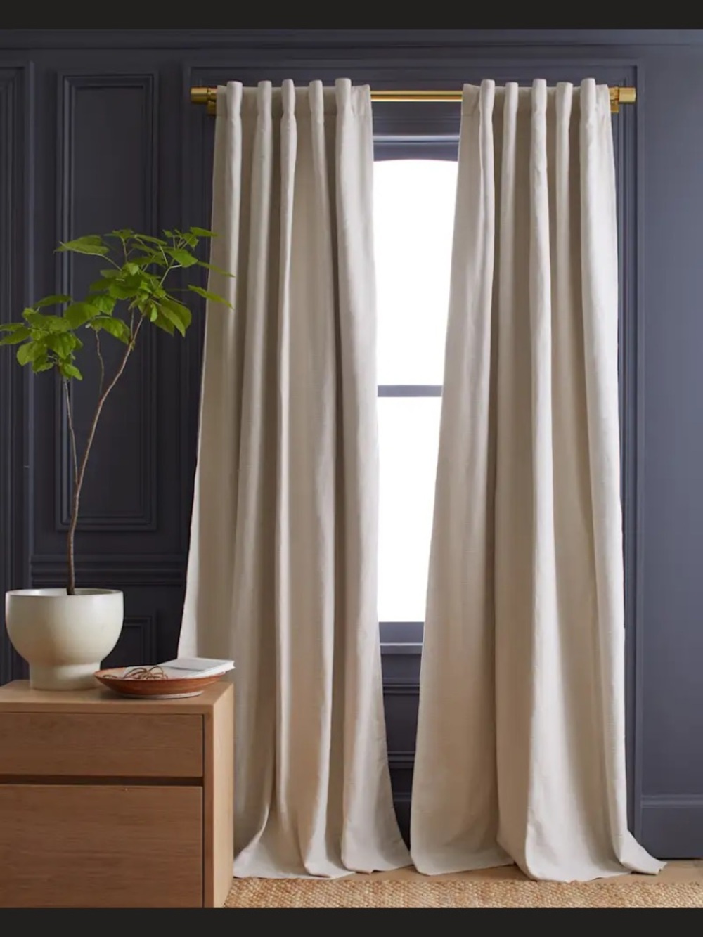 Quince 48x108 Cotton Slub Room darkening panel Natural